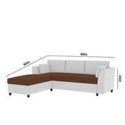 Blustin LHS 4 Seater L Shape Sofa Set for Living Room (Brown Grey Fabric) Premium Fabric Sofa