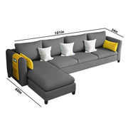 Asser LHS 6 Seater L Shape Sofa Set for Living Room (Dark Grey) Premium Fabric Sofa