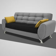 Leadown 3 Seater Sofa for Living Room (Black Grey) Premium Fabric Sofa