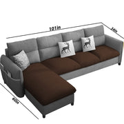 Andon 6 Seater L Shape Sofa Set for Living Room (Black Grey Fabric) Left Side Sofa