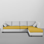 Dorian RHS 6 Seater L Shape Sofa Set for Living Room (Yellow Grey Fabric) Premium Fabric Sofa