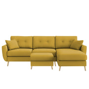Lizel RHS 4 Seater L Shape Sofa Set with Center Table for Living Room (Yellow Fabric) Premium Velvet Fabric Sofa