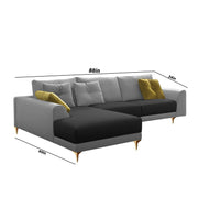 Viva LHS 6 Seater L Shape Sofa Set for Living Room (Black Grey) Premium Fabric Sofa