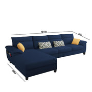 Casaliving Seams LHS 6 Seater L Shape Sofa Set for Living Room (Blue) Premium Fabric Sofa