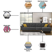 Antonio LHS 6 Seater L Shape Sofa Set for Living Room (Dark Grey Premium Fabric)