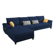 Casaliving Seams LHS 6 Seater L Shape Sofa Set for Living Room (Blue) Premium Fabric Sofa