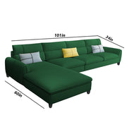 Francis 6 Seater Sofa Set for Living Room (Green Fabric) Left Side Sofa