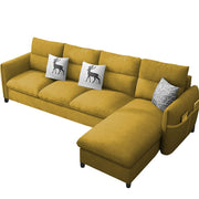 Andon 6 Seater L Shape Sofa Set for Living Room (Yellow Fabric) Right Side Sofa