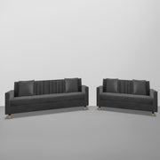 Garcia 3+2 Seater Sofa Set for Living Room (Black - Grey)