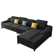 Jayden 4 Seater L Shape Sofa Set for Living Room (Black Fabric) Right Side