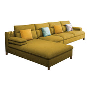 Hudson 6 Seater L Shape Sofa Set for Living Room (Yellow Fabric) Left Side