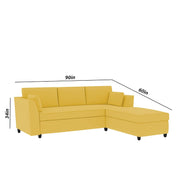 Blustin RHS 4 Seater L Shape Sofa Set for Living Room (Yellow Fabric) Premium Fabric Sofa