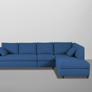 Dorian RHS 6 Seater L Shape Sofa Set for Living Room (Blue Fabric) Premium Fabric Sofa