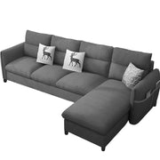Andon 6 Seater L Shape Sofa Set for Living Room (Black Grey Fabric) Left Side Sofa