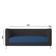Magnus 3 Seater Sofa Set for Living Room (Blue Black Colour) Premium Fabric Sofa