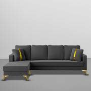 Casaliving Mandis LHS 4 Seater L Shape Sofa Set for Living Room (Black Fabric) Premium Fabric Sofa