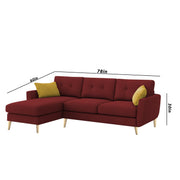 Lizel LHS 4 Seater L Shape Sofa Set for Living Room (Maroon Fabric) Premium Velvet Fabric Sofa