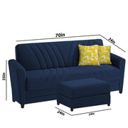 Francis 3 Seater Sofa Set with Ottoman for Living Room (Blue) Fabric