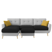 Lizel LHS 4 Seater L Shape Sofa Set with Center Table for Living Room (Black Grey Fabric) Premium Velvet Fabric Sofa