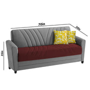 Francis 3 Seater Sofa Set for Living Room (Maroon Grey) Fabric