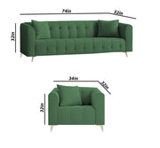 Eren 3+1+1 Seater Sofa Set for Living Room (Green Colour Fabric) Premium Fabric Sofa Set for Living Room