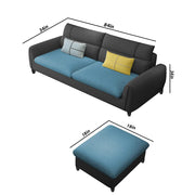 Francis 3 Seater Sofa with Ottoman Set for Living Room (Black Blue Fabric)
