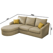 Shrank Round Lounger L Shape 4 Seater Sofa Set for Living Room (Cream) Fabric Sofa | LHS