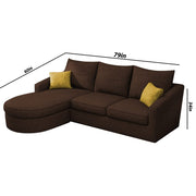 Shrank Round Lounger L Shape 4 Seater Sofa Set for Living Room (Brown) Fabric Sofa | LHS