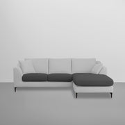 Cortina RHS 4 Seater L Shape Sofa Set for Living Room (Black Grey Fabric) Premium Fabric Sofa