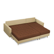 Ashton RHS 4 Seater L Shape Sofa Set with Center Table for Living Room (Cream Brown Fabric) Premium Fabric Sofa