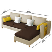 Asser RHS 4 Seater L Shape Sofa Set for Living Room (Cream Brown) Premium Fabric Sofa