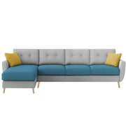 Lizel LHS 6 Seater L Shape Sofa Set for Living Room (Turquise Grey Fabric) Premium Velvet Fabric Sofa