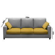Rihan 3 Seater Sofa Set Living Room (Yellow Grey Fabric)