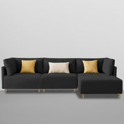 Casaliving Salina RHS 4 Seater L Shape Sofa Set for Living Room (Black) Premium Fabric Sofa