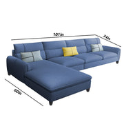 Francis 6 Seater Sofa Set for Living Room (Sky Blue Fabric) Left Side Sofa