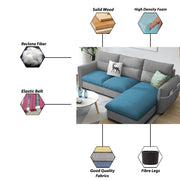 Andon 4 Seater L Shape Sofa Set for Living Room (Light Blue Grey Fabric) Right Side Sofa