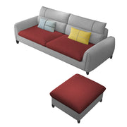 Francis 3 Seater Sofa with Ottoman Set for Living Room (Maroon Grey Fabric)
