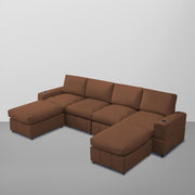 Rone 6 Seater L-Shaped & U-Shaped Sofas Set for Living Room – (Brown Colour Fabric) Premium Comfort Sofa