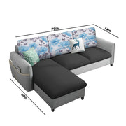 Andon 4 Seater L Shape Sofa Set for Living Room (Black Grey) Left Side Sofa
