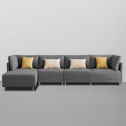 Salina LHS 6 Seater L Shape Sofa Set for Living Room (Black) Premium Fabric Sofa