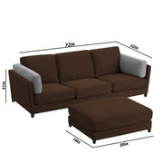 Nairo 4 Seater Interchangeable L Shape Sofa with Ottoman for Living Room (Brown Fabric)
