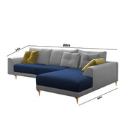 Viva RHS 6 Seater L Shape Sofa Set for Living Room (Blue Grey) Premium Fabric Sofa