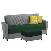 Francis 3 Seater Sofa Set with Ottoman for Living Room (Green Grey) Fabric