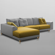 Viva LHS 6 Seater L Shape Sofa Set for Living Room (Yellow Grey) Premium Fabric Sofa