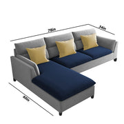 Delton LHS 4 Seater L Shape Sofa Set for Living Room (Blue Grey) Premium Fabric