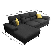 Anver 4 Seater L Shape Sofa Set for Living Room (Black) Left Side