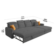 Gagnon LHS 6 Seater L Shape Corner Sofa Cum Bed for Living Room (Yellow Fabric) Premium Fabric Sofa