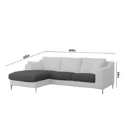 Cortina LHS 4 Seater L Shape Sofa Set for Living Room (Black Grey Fabric) Premium Fabric Sofa