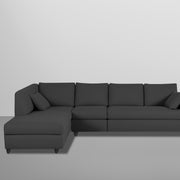 Dorian LHS 6 Seater L Shape Sofa Set for Living Room (Black Fabric) Premium Fabric Sofa