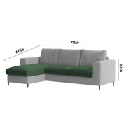 Charmi LHS 4 Seater L Shape Sofa Set for Living Room (Green Grey Fabric) Premium Fabric Sofa